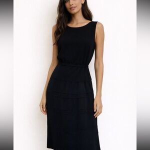 Vintage New Talbots Black Tiered Dress Sz 6 Sleeveless LBD Dead-stock Silk Crepe